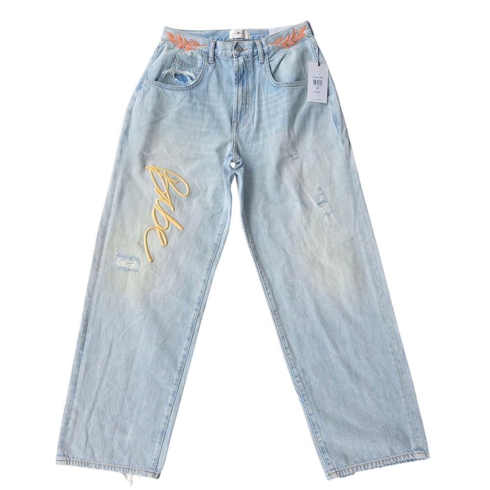 7 For All Mankind Light Blue Denim Wide Leg Jeans 100%Cotton Size 27 NWT